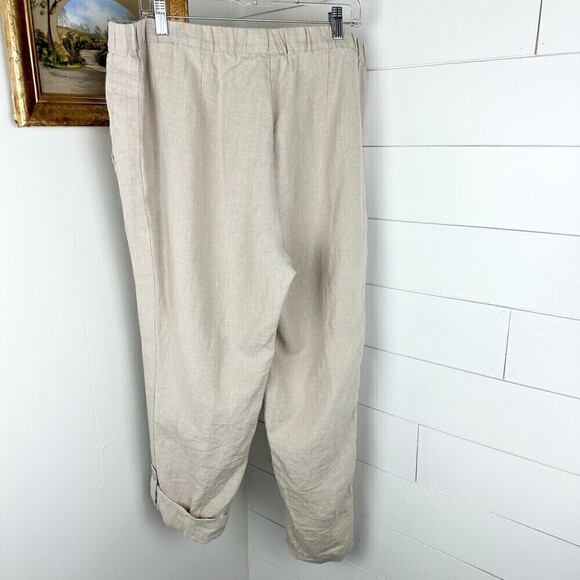 J. Jill Pure Jill Linen Pull On Pants Khaki Pockets Elastic Waist Size 1X - Picture 2 of 6
